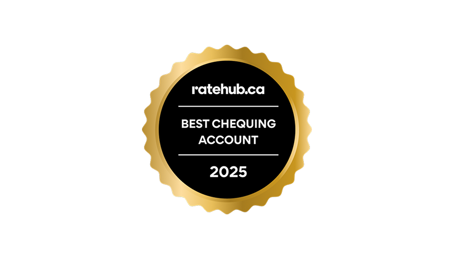 Ratehub.ca Best Chequing Account 2025 badge.